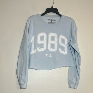 Taylor Swift 1989 Blue Crewneck Cropped Sweatshirt Sweater Small